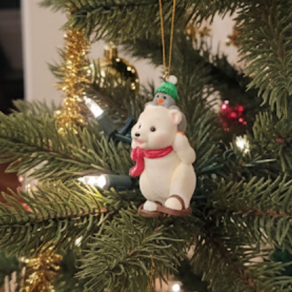 ❤️5/$25   Hallmark Snowshoe Taxi Snowball and Tuxedo Vintage Ornament